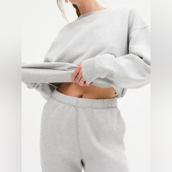 🩶MATE THE LABEL ORGANIC FLEECE RELAXED POCKET SWEATPANTS HEATHER GREY XS - Picture 4 of 6